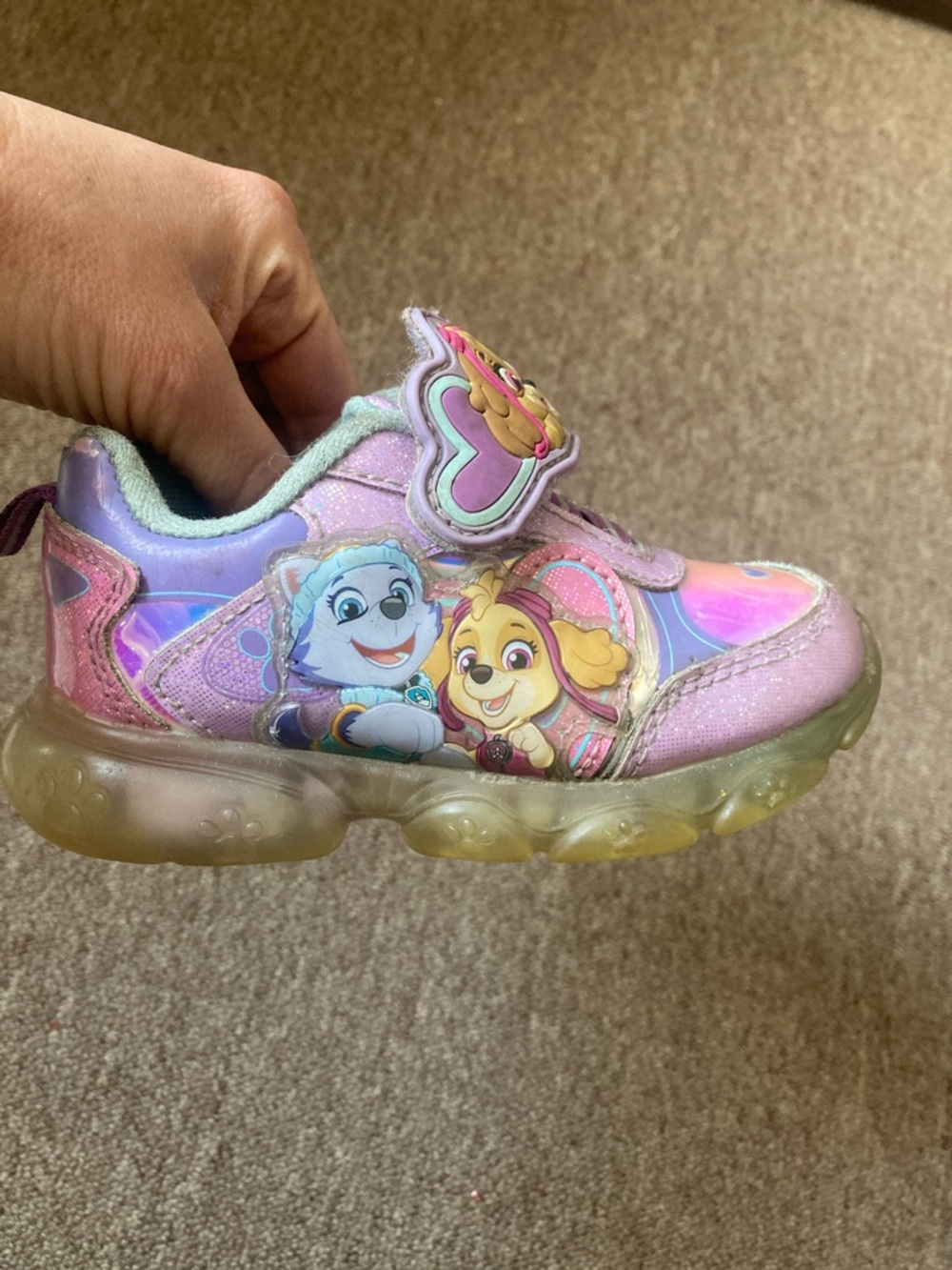 Paw Patrol Pink Iridescent Light-Up Kids Sneakers